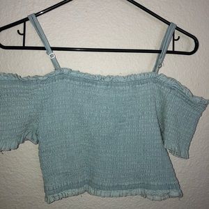 Light blue off the shoulder crop top